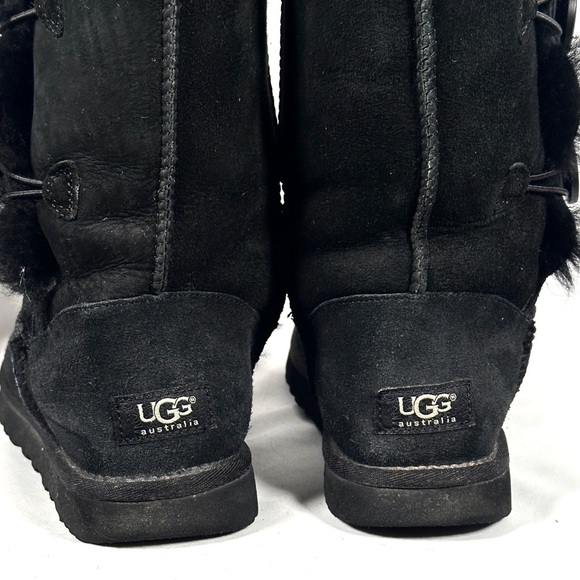 UGG Bailey Button Triplet II Sheepskin Tall Boots Black Size 8 - Picture 12 of 13